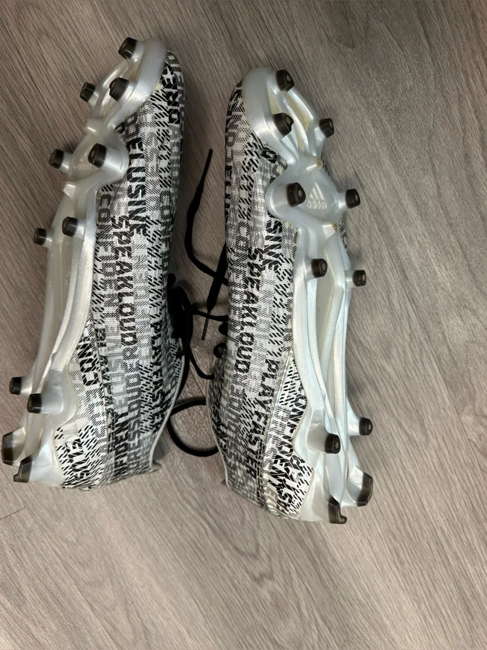 adidas White Black Text-Print Athletic Shoes with Orange Insole